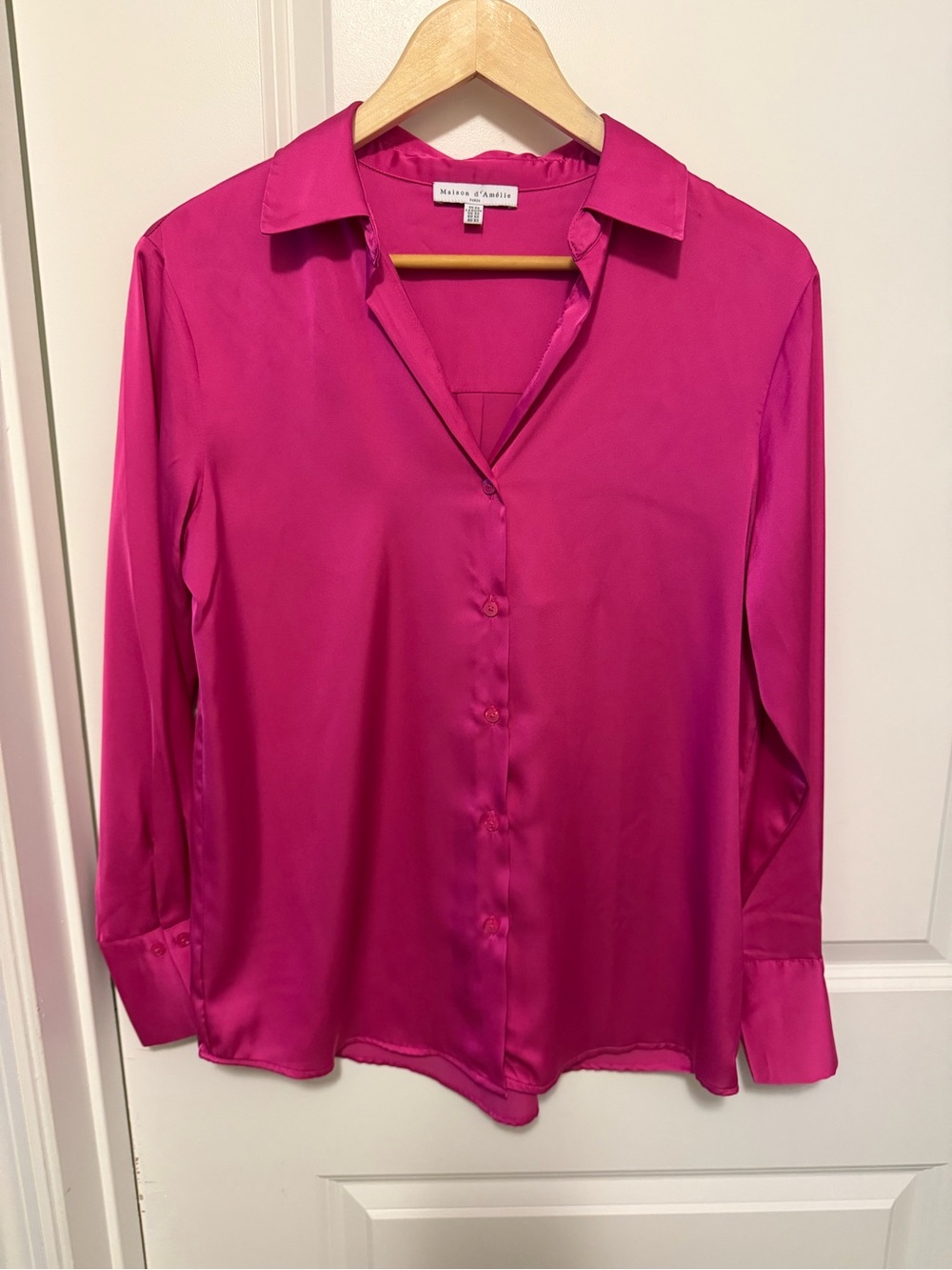 Maison d’amelie Fuchsia Satin Button-Down Shirt